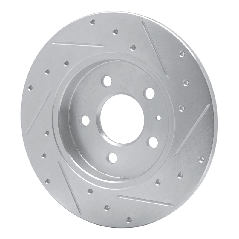 Audi A4 Quattro Brake Rotor (1) - Rear Left - R1 Concepts - Drilled & Slotted - Silver - `00-`09